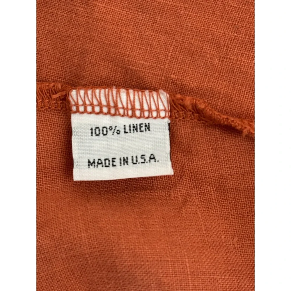 Bryn Walker Linen Tunic Top‎ Women Size L Made in USA Rust Orange High Low Hem - Picture 6 of 8